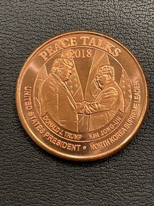 lot 32 image: 1 Ounce .999 Fine Copper Round 2018 Peace Talks Donald Trump and Kim Jong-Un