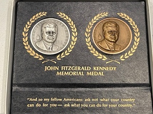 lot 41 image: John F. Kennedy Memorial Medals (One is 1.125 Ounce Silver)