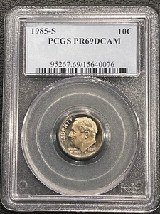 lot 53 image: 1985-S Roosevelt Dime Proof PCGS PR69 Deep Cameo