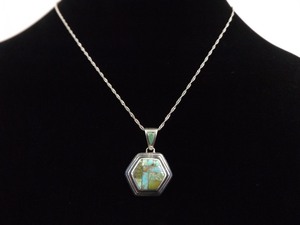.925 Sterling Silver Inlayed Turquoise Varieties Native American Pendant Necklace