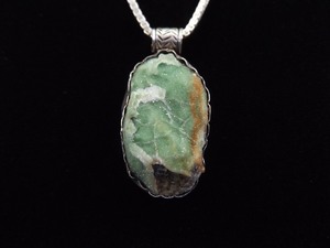 .925 Sterling Silver Raw Atacamite Crystal Pendant on a NEW Thick Box Link Necklace
