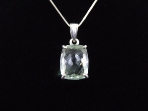 .925 Sterling Silver Faceted Fluorite Crystal Pendant Necklace
