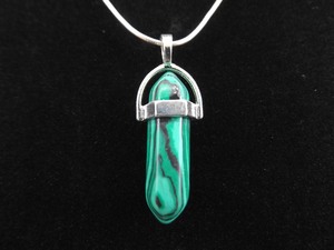 .925 Sterling Silver Malachite Healing Crystal Pendant Necklace