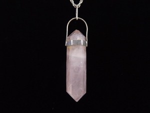 .925 Sterling Silver Rose Quartz Healing Crystal Pendant Necklace