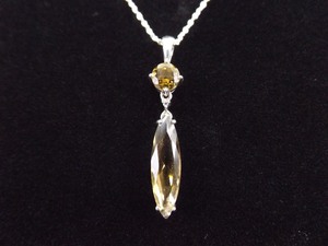 .925 Sterling Silver Smokey Quartz and Brown Beryl Pendant Necklace