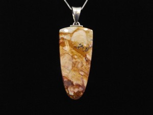 .925 Sterling Silver Rough Cut Jasper Pendant Necklace