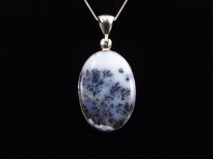 .925 Sterling Silver Moss Agate Pendant Necklace