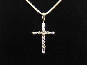 .925 Sterling Silver Zirconia Vermeil Cross Pendant Necklace