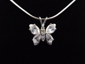 .925 Sterling Silver Zirconia Butterfly Pendant Necklace
