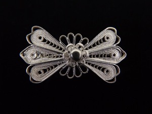 .925 Sterling Silver Filigree Bow Brooch