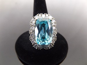 .925 Sterling Silver Topaz Cocktail Ring Size 8.5