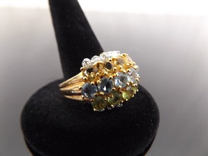 NEW .925 Sterling Silver Multi Colored Crystal Vermeil Ring Size 7.75