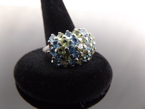 .925 Sterling Silver Topaz and Peridot Crystal Ring Size 8