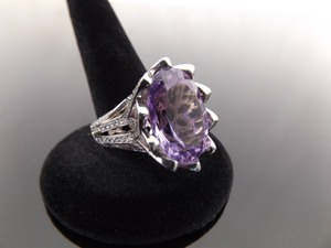 NEW .925 Sterling Silver Amethyst Crystal Cocktail Ring Size 7