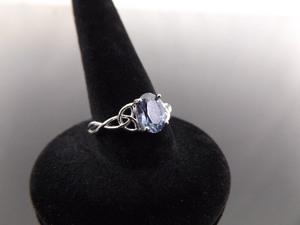 NEW .925 Sterling Silver Oval Cut Amethyst Crystal Celtic Adjustable Ring Size 6.5