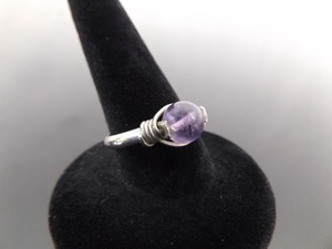 .925 Sterling Silver Amethyst Ball Ring Size 5