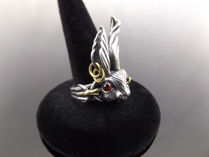 NEW .925 Sterling Silver Garnet Crystal Accented Bad Ass Rabbit Ring Size 8