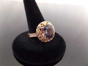 NEW .925 Sterling Silver Brown Diamond Crystal Vermeil Rose Gold Ring Size 7