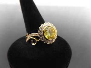 NEW .925 Sterling Silver Peridot Crystal Vermeil Ring Size 7