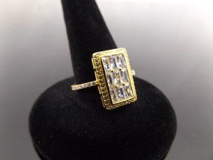 NEW .925 Sterling Silver Zirconia Vermeil Ring Size 7