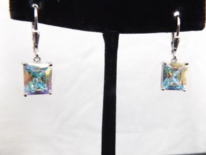 NEW .925 Sterling Silver Aurora Borealis Hook Latch Earrings