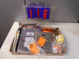 lot 116 image: Flat of newused hardware. As shown.