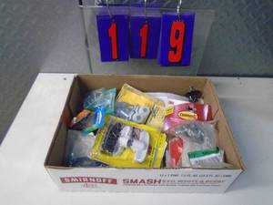 lot 119 image: Flat of newused hardware. As shown.