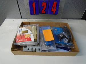 lot 124 image: Flat of newused hardware. As shown.