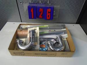 lot 126 image: Flat of newused hardware. As shown.
