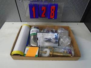 lot 128 image: Flat of newused hardware. As shown.