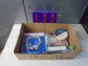 lot 133 image: Flat of newused hardware. As shown.