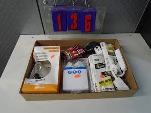 lot 136 image: Flat of newused hardware. As shown.