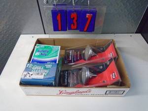 lot 137 image: Flat of newused hardware. As shown.