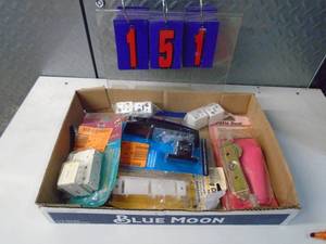 lot 151 image: Flat of newused hardware. As shown.