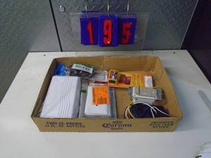 lot 195 image: Flat of newused hardware. As shown.