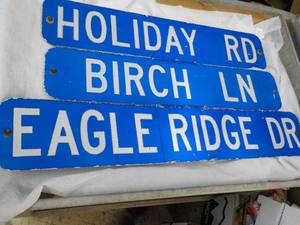 3 Metal Street Signs 30 and 36 Long