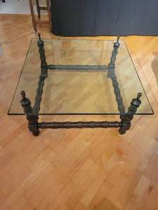 Glass top Spanish revival coffee table.