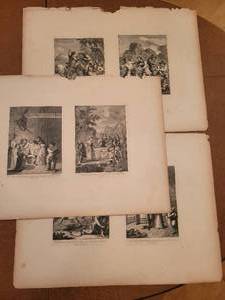 A set of 3 Hogarth Lithograps depicting Don Quixote