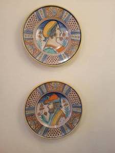 A pair of Signed Mario Sambuco Deruta Plates