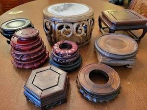 A group of 16 Vintage Oriental Display Stands.