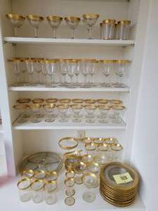 Gold Decorated Glassware.