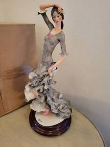 New with tags Giuseppe Armani Flamenco Dancer Lamp in grey and pink.