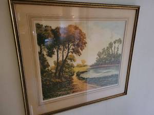 Numbered Landscape Lithograph. Illegibly Signature, Henri .  N.Y.G 1936.