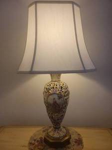 Capodimonte Pierced Table Lamp decorated with Ladies, Angels & Birds.