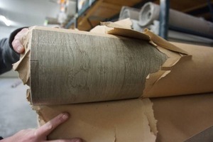 lot 163 image: LARGE Vinyl() Floor Covering Green Taupe Moss Wood-Grain Pattern...