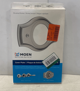 lot 8 image: MOEN 1920BN Remodeling Cover Plate in Brushed Nickel ($69 Retail Value)