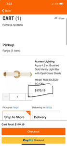 lot 16 image: Access Lighting (62530LEDD-BGOPL) Aqua 4.5 in. Brushed Gold Vanity Light Bar with Opal Glass Shade ($170 Retail Value)