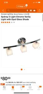 lot 18 image: Access Lighting (63813-18-CHOPL) Sydney 3 Light Chrome Vanity Light with Opal Glass Shade ($80 Retail Value)