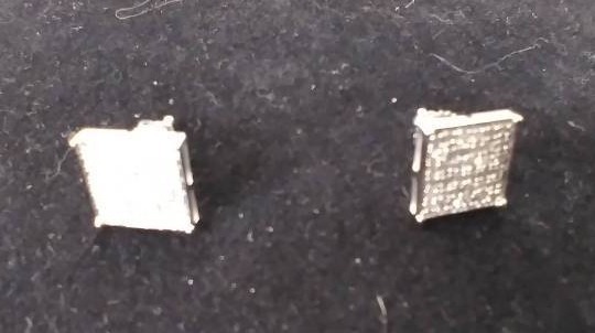 NEW 10K White Gold Unisex 14 ct tw Diamond Square Stud Earrings