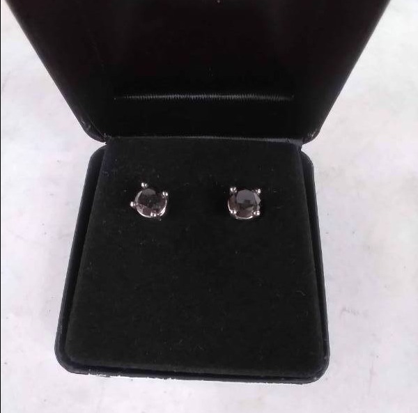 NEW Rhodium Over Sterling Silver 3 ct tw Black Diamond Stud Earrings